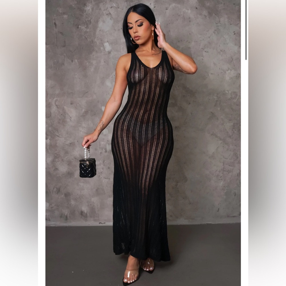 Black Maxi swim coverup